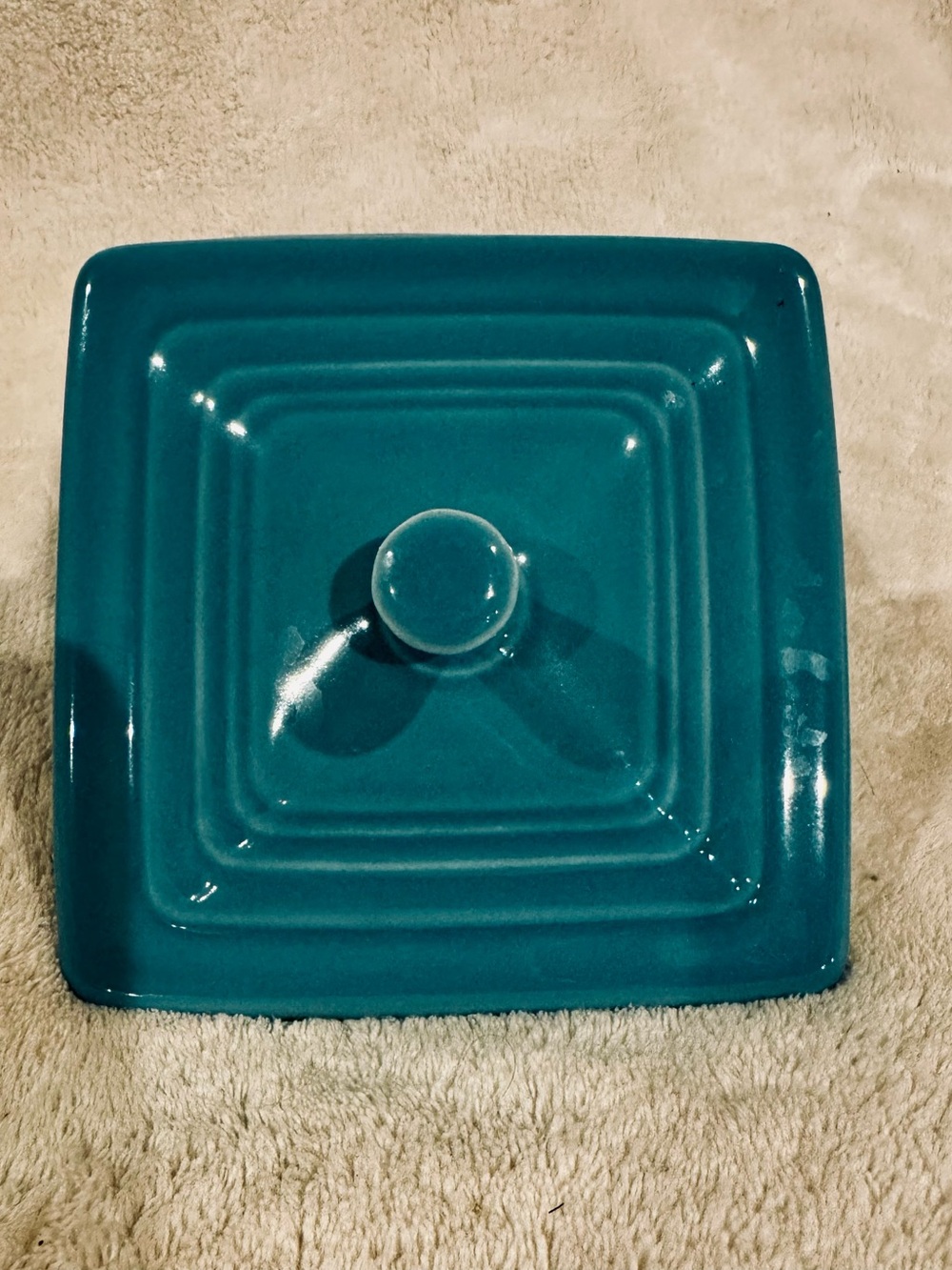 Retired Fiesta Covered Box 4 5/8” by 3‎ 3/4” Turquoise - Picture 6 of 7